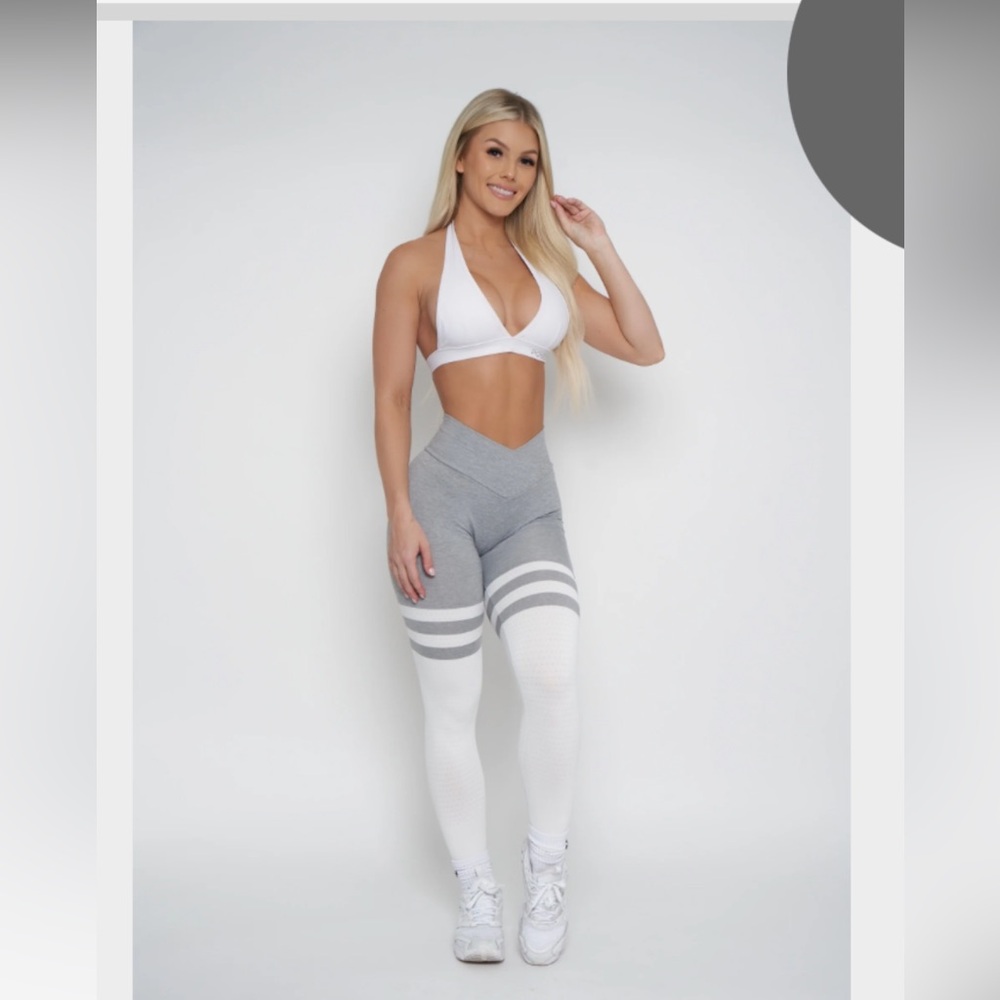 Pcheebum light grey striped scrunch butt leggings